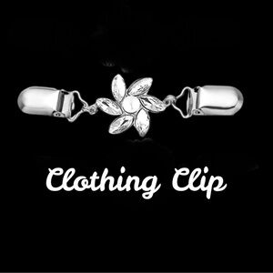 FLORAL SILVER FAUX PEARL CLOTHING CLIP CLEAR GEM FLOWER